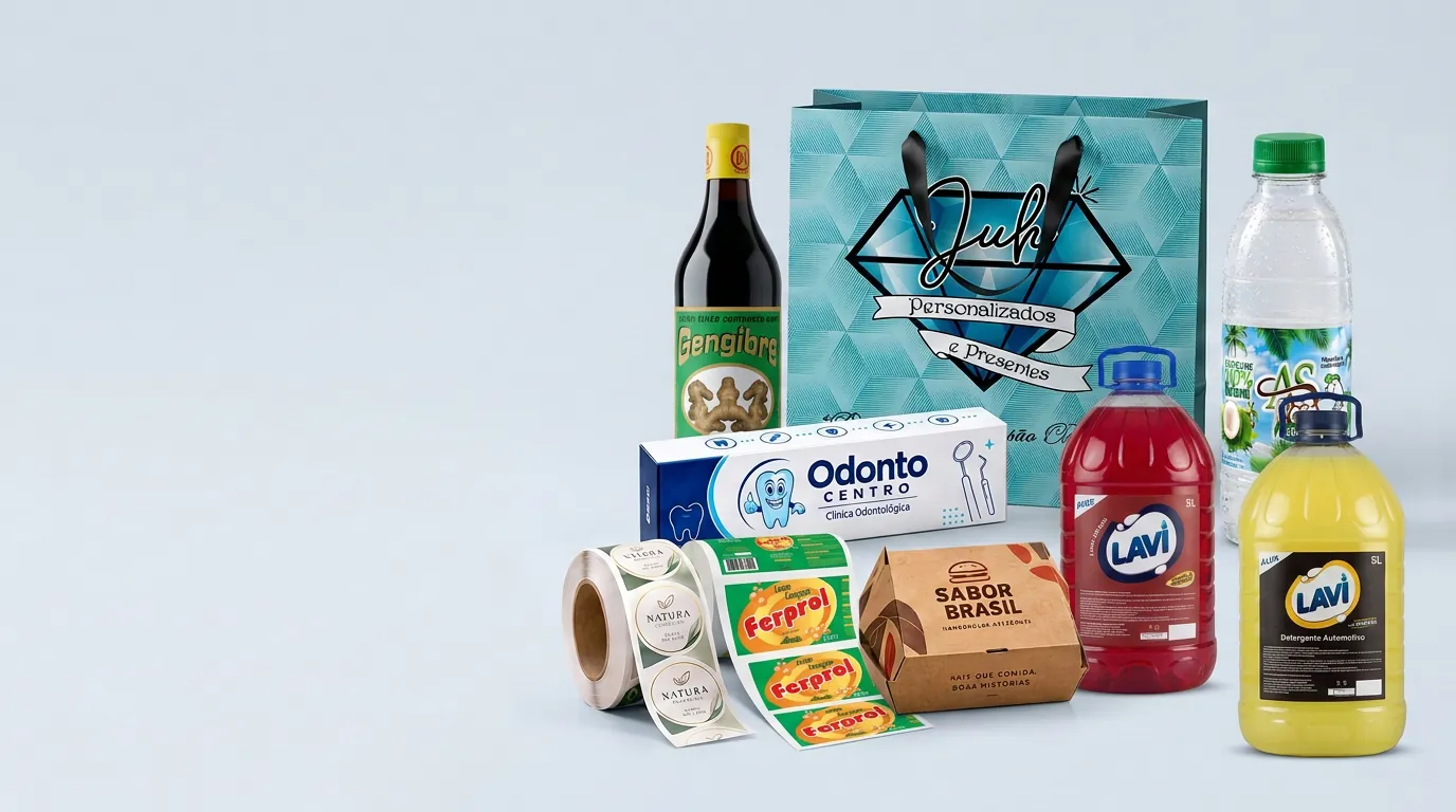 Rótulos e embalagens recriados a partir das fotos dos produtos Cartonflex
